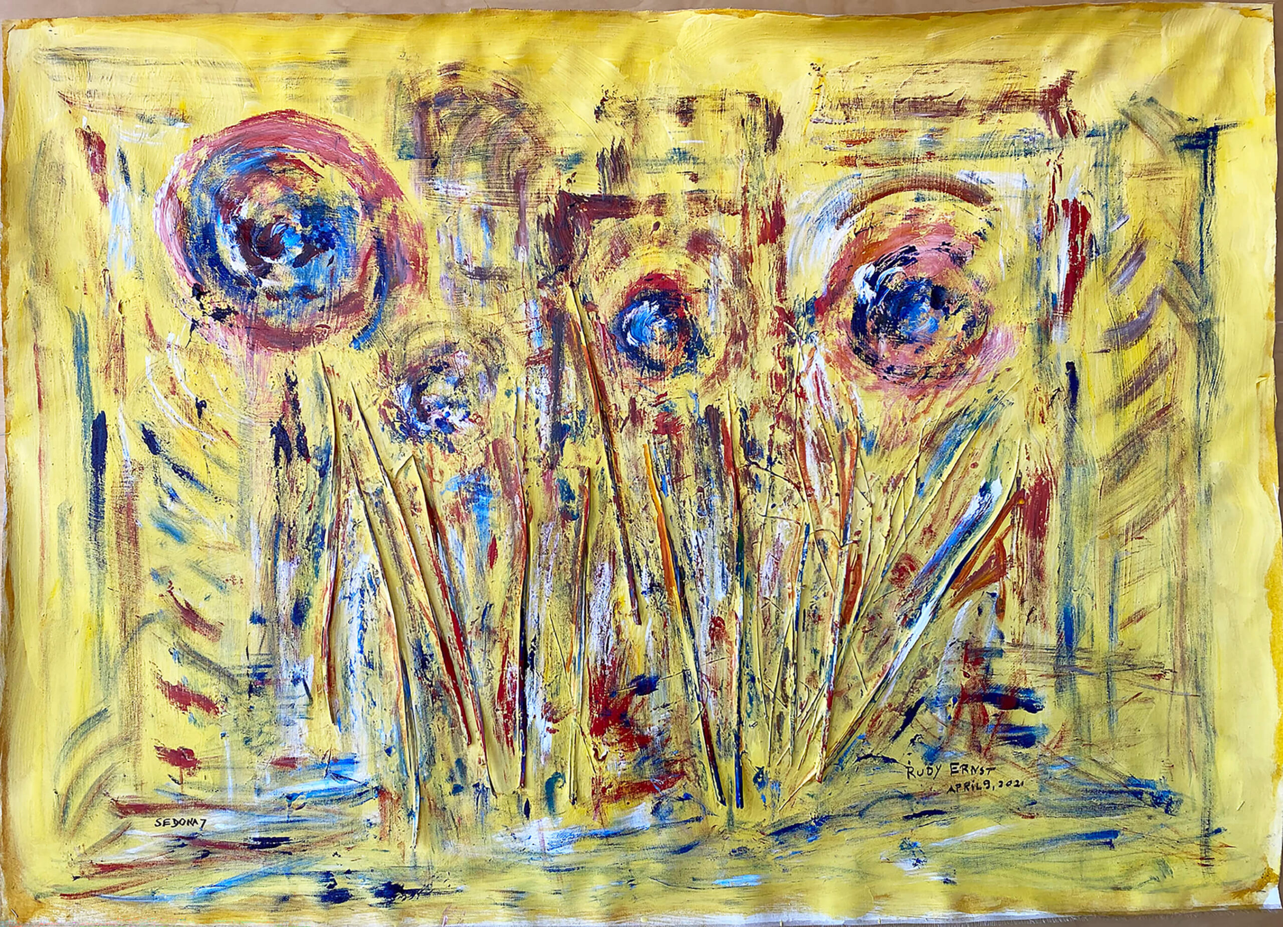 2021- Sedona 7 39x54 Multimedia and Collages on Canvas