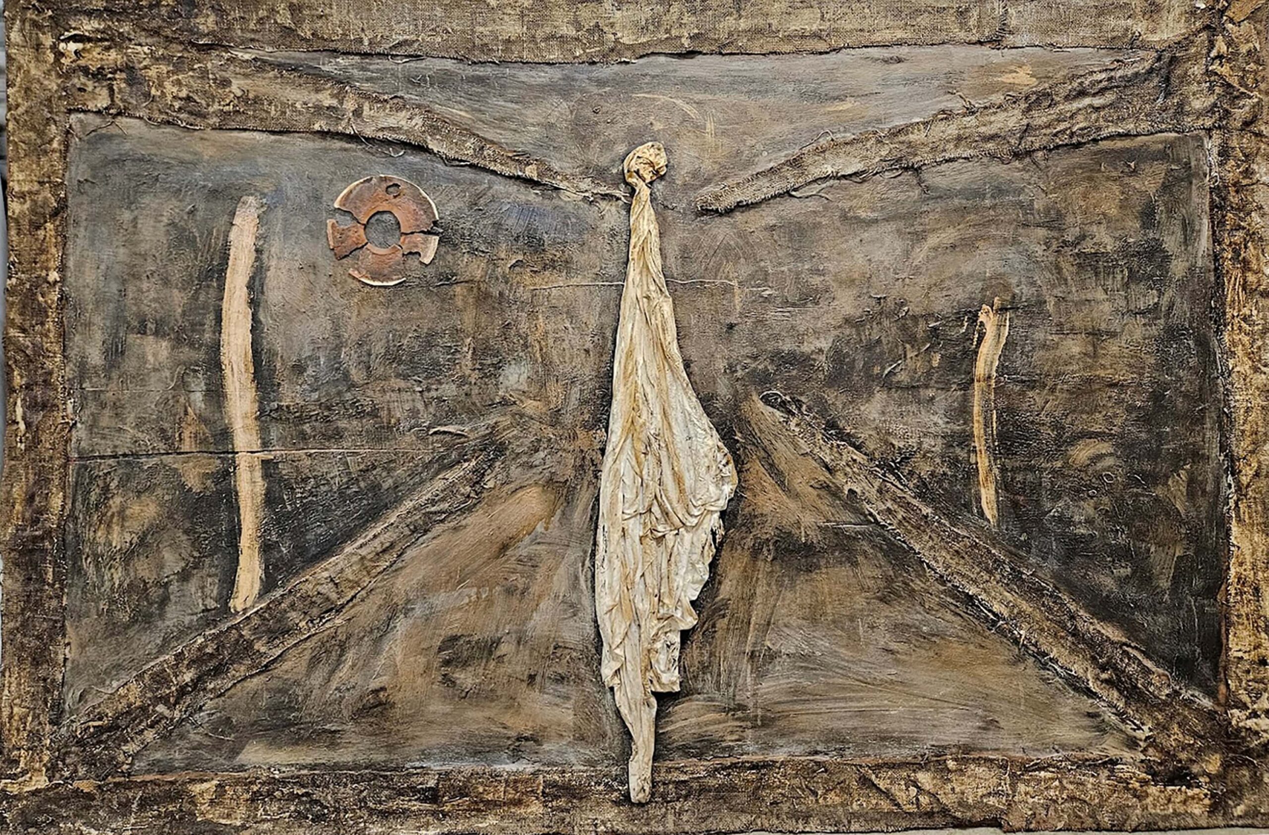 1990-Majestic Appearance 1-48x73-Multi Media on Playwood Panel