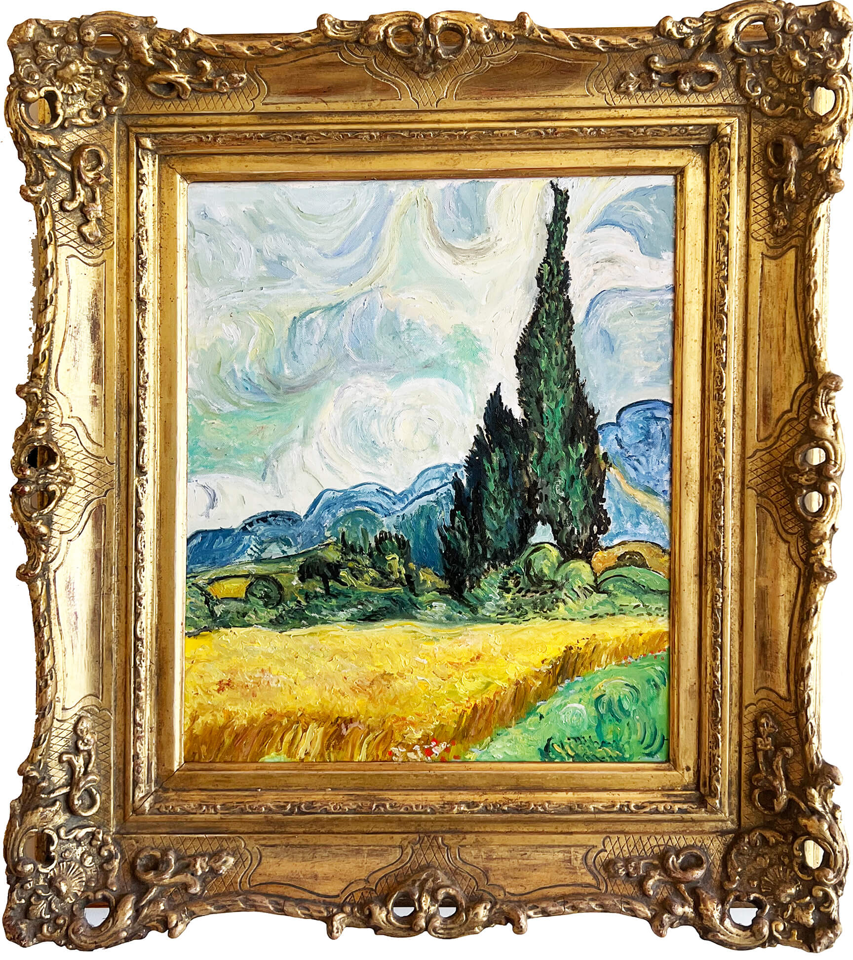 1982 Wheatfield - after van Gogh 27x24 OoC Framed